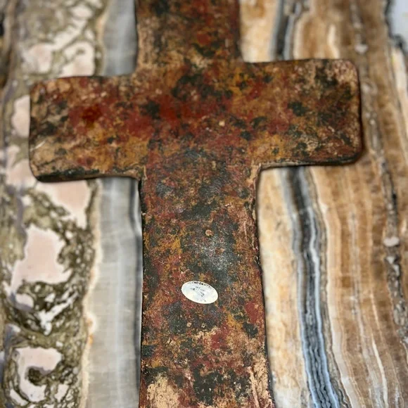 ENDED Vintage Mexican Terracotta Wall Cross Clay Folk Art Rustic 11 X 8 - Picture 4 of 6